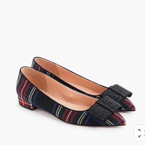 J. Crew Tartan Flat: Pointed-Toe with Bow